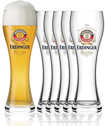 ERDINGER - Set di 6 bicchieri da birra a grano, 0,5 l, ideali come regalo per birra