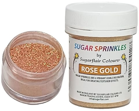 Sugarflair Rose Gold Edible Sugar Sprinkles - for Cake Decorating, Sprinkle on Cakes, Cupcakes and Treats - 40g
