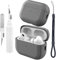 Teyomi für Airpods Pro 2 Hülle mit Handschlaufe, TPU Schutzhülle für Apple Airpods Pro 2. Generation mit Reinigungsset, Leder-Touch-Design Airpods Pro 2 Case, Fallfest, Stoßfest (Grau)