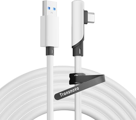 TRANSNOVO Link Cable 5M, VR Compatible With Meta Quest 3/3S/2/Pro/Pico 4, Long Accessories for PC/Steam VR Games, USB 3.2 A to Type-C High Speed Data Transfer, Black