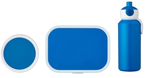 Mepal - Lunch-Set Campus - Lunchset für Kinder mit Pop-Up Trinkflasche, Lunch Box & Fruchtbox - Pausen-Set für die Schule oder Unterwegs - Spülmaschinenfest & BPA-frei - blau