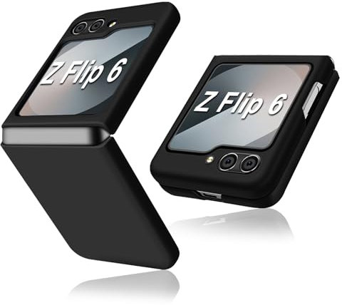 Coque Z Flip 6 Coque pour Samsung Z Flip 6 5G (2024 New) Silicone Liquide Case, Etui pour Samsung Galaxy Z Flip 6 Original Ultra Fine Léger Premium Rigide Cover Housse Z Flip 6 Antichoc Coque (Noir)