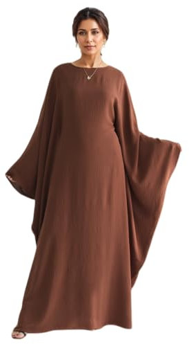 Frauen Muslim Robe Weiche Krepp Schmetterling Batwing Abaya Dubai Luxus Islam Muslim Kaftan Bescheidenes Kleid