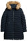 Superdry Damen Mittellanger Fuji Steppmantel mit Kapuze aus Kunstfell Finster Marineblau 40