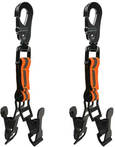 OFFCUP Work Glove Clip, 2PCS Fire Brigade Glove Clip, Glove Holder Clip with Reflective Strips for Belt, Turnout Gear, Firefighter, Guard, Labor Work Clamp Safety (Orange)
