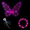 HIQE-FL LED Feenflügel Leuchtende,3 Stück Elfenflügel Set,Feen Flügel Wings Kinder,Feenflügel Erwachsene,Flügel Fee,Karneval Flügel,Cosplay Kostüm,Halloween Flügel(Rosa)