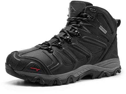 NORTIV 8 Men's Ankle High Waterproof Hiking Boots,Black,8.5
