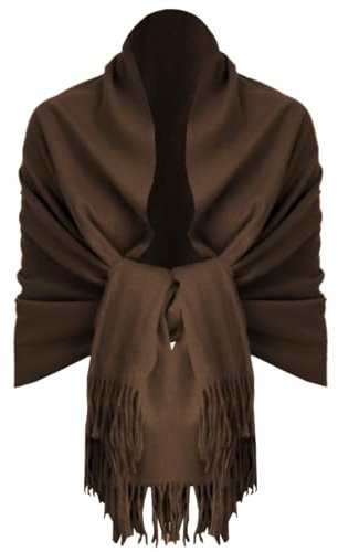 Van Der Rich ® - Eleganter einfarbiger Schal aus Wolle mit Fransen Warm und weich - Damen (Uni Schokolade)