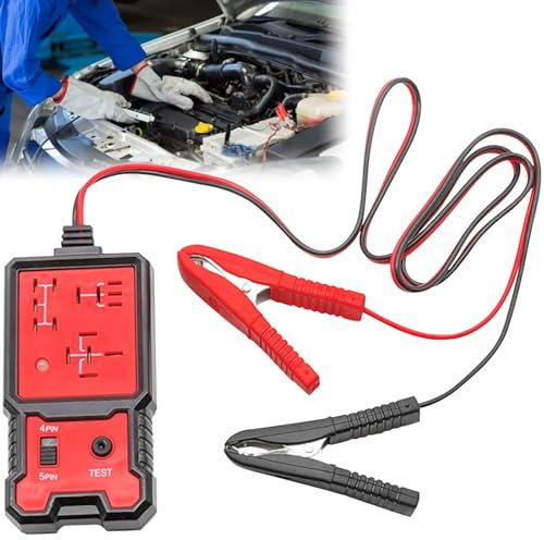 Gomety Auto-Kfz-Relaistester: Professionelles Diagnosegerät, 12/24V Autobatterie Prüfer Mit Clips, Für Motorrad Und Boot, Tragbares Testkit, LED-Anzeige Rot/Grün, ABS-Material (Schwarz)