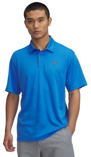 Under Armour Men's Tech Polo, Lightweight, Fast-Drying and Breathable Men's Top, Casual Polo Shirt with 3-Button Placket and Collar,Blue Atlantis / / Pitch Gray,XXL