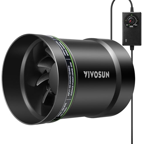 VIVOSUN Inline Rohrventilator 150mm, 587m³/h Drehzahlregler Rohrlüfter | Leiser Abluftventilator mit EC Motor für HVAC, Growzelt, Gewächshaus, Keller, Garage, Bad, Küche, Dachboden, 3D-Drucker