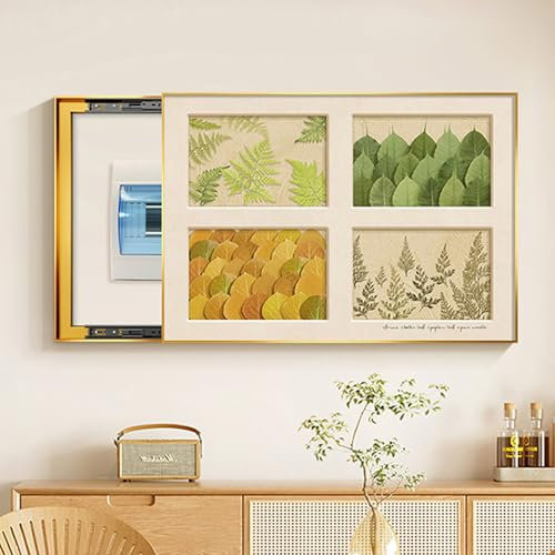 TRAGLO Schalttafelabdeckung, dekorative Malerei, versteckte Schalttafel, Rahmen aus Aluminiumlegierung, Abdeckung für Sicherungskasten im Innenbereich, Schrank für Wohnzimmer und Büro(Style 1,80x60CM(