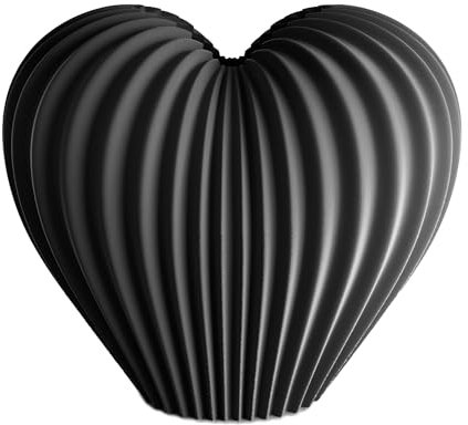 KOMODEKO | Verona Herz Vase Schwarz – Blumenvase für frische & getrocknete Blumen – Dekorative Vase mit herausnehmbarem Wassereinsatz – Moderne 3D-gedruckte Designer Deko aus Biokunststoff