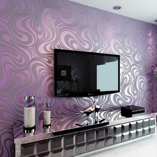 Anttyscar Modern Minimalist Wallpaper Featuring Abstract Curves with Touch of Glitter Non-Woven 3D Wallpaper for Bedroom Living Room TV Backdrop Purple