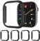 AOTUAO 4 Piezas Funda Compatible con Apple Watch Series 10 46mm, Estuche Rígido Delgado PC Protector de Pantalla Cristal Templado para iWatch Series 10 46mm (4 Negro)