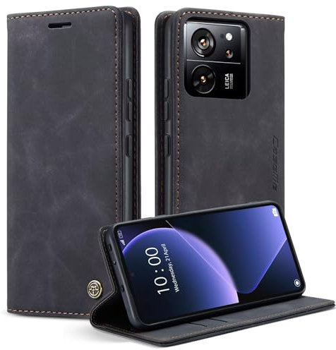 Coque pour Xiaomi 13T/Xiaomi 13T Pro Cuir PU, Portefeuille Etui pour Xiaomi 13T/Xiaomi 13T Pro Coque Magnétique Flip Case avec Fonction Support Fente Carte Housse 360 Degrés Antichoc Protection,Noir