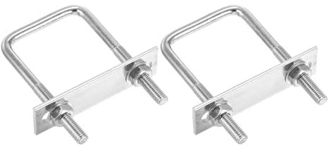 DTGN M8x50x100mm U Bolts Square Kit - 2Set - 304 Stainless Steel U-Bolt Kit with Nuts, Washers, Frame Plate - Good for Pipe, Trailer, Automotive, Leaf Spring Fastener