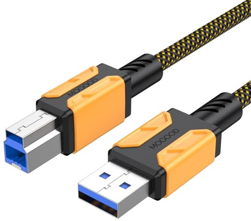 MOGOOD Type B 3.0 Printer Cable, USB Male to Type B Male Superspeed Data Transfer Cable, Type B Cable with USB Connector, Compatible with Docking Station, External Hard Drives, Printer etc(2M/6.6ft)