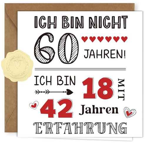 WenmthG Geburtstagskarte 60. Geburtstag Mann Frau - Lustige Geschenkidee für 60. Geburtstag Mann Frau - 60 Geburtstagskarte mit Umschlag, Aufkleber