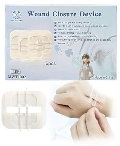 Dispositivo de bloqueo de heridas de emergencia, no requiere sutura quirúrgica, respaldo familiar, deportes al aire libre, camping esencial (5 unidades)