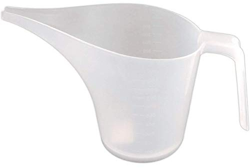 1000 ml Plastic Measuring Cup with Long Spout, Easy Pour Funnel Pitcher for Baking, Cooking, Pancake Batter, Syrup, Jam, Easy Read Measurements