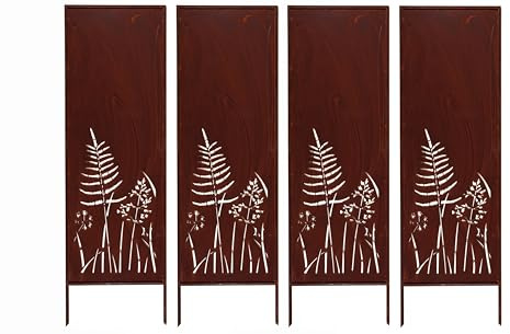 Kapaga - Sichtschutz Metall 4x - 160x50 cm - Edelrost - Rostoptik, Patina | für Garten und Terrasse - Corten, Sichtschutzelement - Sichtschutzwand - Gartendekoration Zaun - Rost (Strauch) (Sträucher)