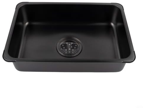 Honseadek Tragbare Spüle Küche für Camping Waschbecken Ablauf Edelstahl für Igt Having Tische 5 Spüle Picknick Stahl Outdoor Schwarz Abdeckung Plus