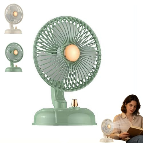 Ventilador de escritorio oscilante ajustable de metal vintage, ventilador de mesa enchufable de 4 velocidades, oscilación de 136° + inclinación manual de 30°, para dormitorio, sala de estar, oficina y