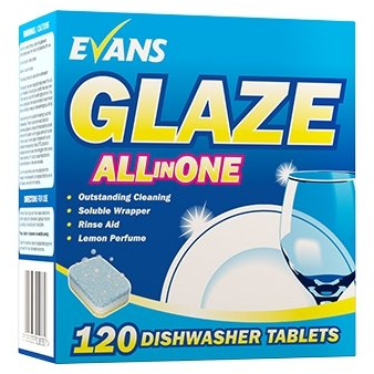 Evans C002AEV Glaze All in One Dishwasher Tablets - 120 Tablets