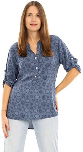Malito Damen Bluse mit Print - Tunika mit ¾ Armen - Blusenshirt auch Langarm tragbar - Elegant - Shirt 6703