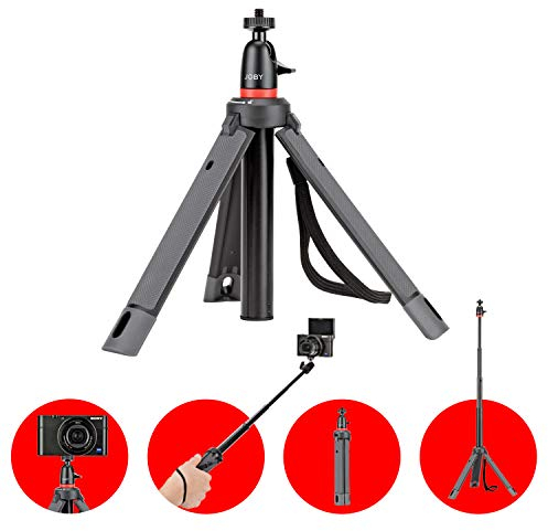 JOBY TelePod 325 Bastone per Selfie Professionale e Treppiede Telescopico per Fotocamere Compatte e Action Cam, Selfie Stick per Vlogger e Blogger, Nero