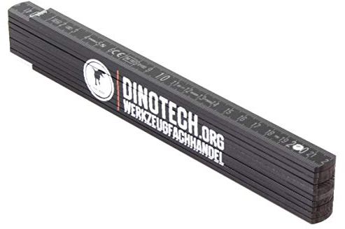 Dinotech Gliedermaßstab Zollstock Meterstab schwarz 2m Genauigkeitsklasse III
