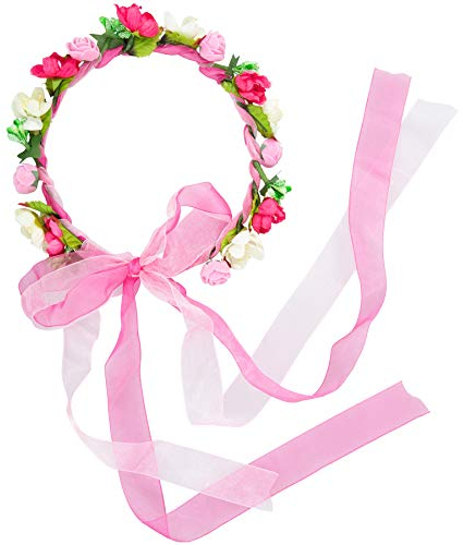 dressforfun 302789 Blumen Stirnband Haarband Blumenkranz, größenverstellbar, für Hochzeit oder Trachten Party