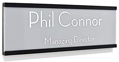 Office Door Name Plate - Gray Acrylic Slide Plate- Custom Wall Mounted Name Label - Business Office Sign - Door Name Sign - Style 3