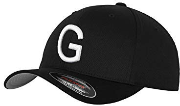 GIDUTEX Flexfit Original Schwarze Basecap Baseball Cap Wooly Combed Mütze inkl. Initial Buchstaben in 3D Stick weiß (S/M, G)