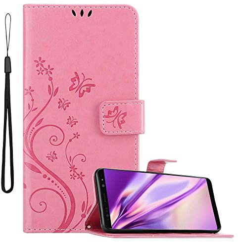 Cadorabo Hülle kompatibel mit Samsung Galaxy Note 8 Blumen Design aus Kunst Leder Flip Klappbare Stoßfeste Magnetische [Standfunktion] [Kartenfächern] Cover Hülle für Galaxy Note 8 Tasche in Rosa