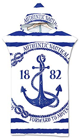 Treer Strand Poncho Kapuze, Badeponcho Mikrofaser Strandtücher Bade Bademantel Schwimmen Surfing Sport Handtuch Badetuch Duschtücher Handtücher Für Damen Herren (75 * 110cm,Anker)