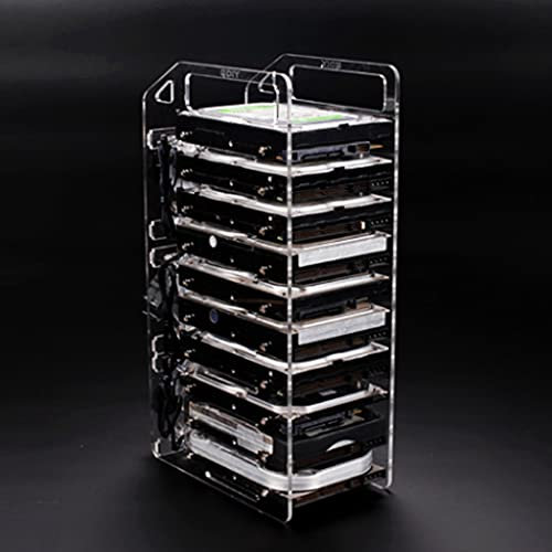 DIY Gehäuse Set Festplattenhalterung Testbank Gehäuse Werkzeug Festplatte 3,5 Zoll HDD 4/6/10 Schichten (transparent, 10 Schichten Festplattenhalterung)