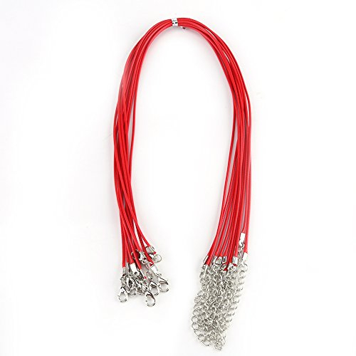 Cordon Cuero para Colgante, 10 Piezas Cuerda Collar, Cordón de Collar Encerado Rojo, Cuerda de Cera de Collar con Cierre, para Hacer Joyas de Bricolaje, Pulseras, Colgantes, Cuentas, Accesorios