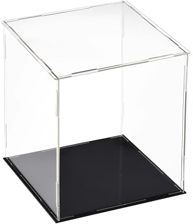 sourcing map Acryl Klar Vitrine Box Staubdichter Schutz Würfel Sammlerstück Ausstellungsbox 20x20x25cm