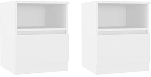 vidaXL 2X Nachttisch 1 Schublade 1 Ablage Nachtschrank Nachtkommode Nachtkonsole Schlafzimmer Schrank Kommode Weiß 40x40x50cm Holzwerkstoff