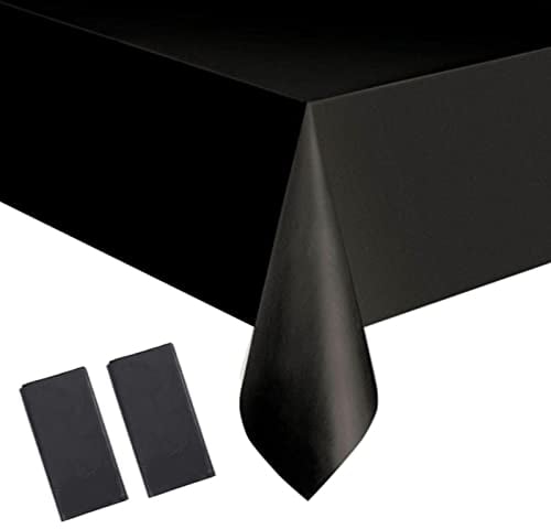 2 Stück Einweg Tischdecke Schwarz Kunststoff Tischdecken Rechteckig,137 * 274cm Tischdecke Rolle wasserdichte Ölbeständig Garten Tischtuch Papiertischdecke für Halloween Party,Geburtstags,Hochzeiten