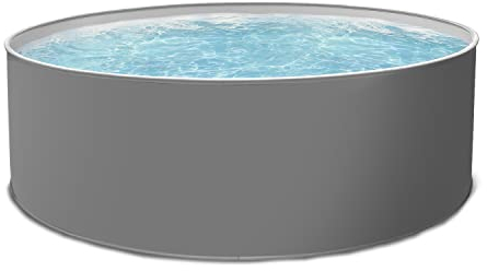 Paradies Pool Rundpool Griza Komplettset Platin rund 450x120cm (Ø x H), Stahlwandpool grau, Poolfolie grau 0,8mm, Handlauf, inkl. Skimmer Tiefbeckenleiter Filteranlage, Swimmingpool, Menge: 1 STK.