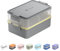 linoroso Bento Lunch Box for Adults with 3 Compartments Lunchbox with Sauce Container and Utensils, Bento Boxes for Microwave and Dishwasher Plastic BPA-Free As Sandwich Snack Salad Box - Gray