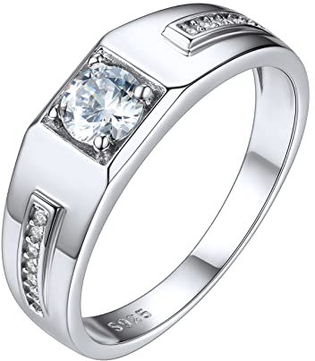 ChicSilver 925 Silber Siegelring mit runden Zirkonia Damen Herren Ring in Größe 62 Paar Ehering Verlorbungsring Hochzeitsring