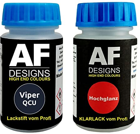 Alex Flittner Designs Lackstift für Viper QCU Deep Amethyst Perl + Klarlack je 50ml Autolack Basislack Set