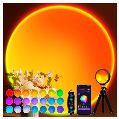 Sunset Lamp, Sun Light Projector for Aesthetic Room Decor,RGB Color Changing Night Light Mood Lighting for Bedroom,Gifts for Girl Kid Adults, 360°Rotation LED Light for Party TikTok Live Photography