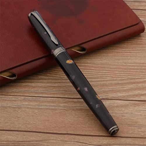 Fountain Pen,Classic Fountain Pen Camellia Flower Metal Black School Office Writing Supplies Ink Pens