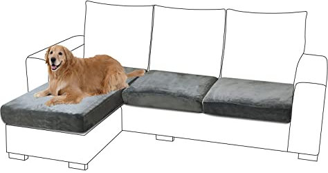 Rosnek Sofa Sitzkissenbezug Sofabezug, Samt Sofahusse Stretch Couchbezug,Sofa Cover Couch überzug für Sofa überzug L Form,Ecksofa,Sofa Sitzkissen 2-Sitzer,1 Stück,Dunkelgrau