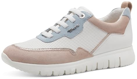 Tamaris COMFORT Damen Sneaker flach aus Leder Bequem, Weiß (White Comb), 38 EU
